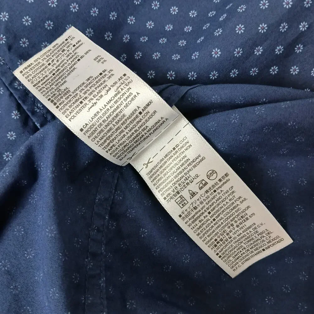 Banana Republic Slim Flex Fit Tech Stretch Cotton Shirt Mens L navy blue floral